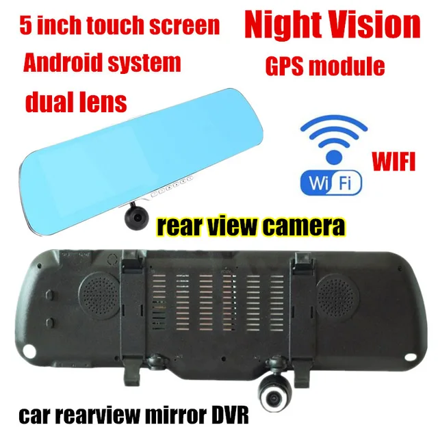 Modest Free Shipping 5.0 inch Dual Lens Rearview Mirror DVR Car Video Recorder for android GPS front 140 back 120 degree viewing angle Modest Free Shipping 5.0 inch Dual Lens Rearview Mirror DVR Car Video Recorder for android GPS front 140 back 120 degree viewing angle