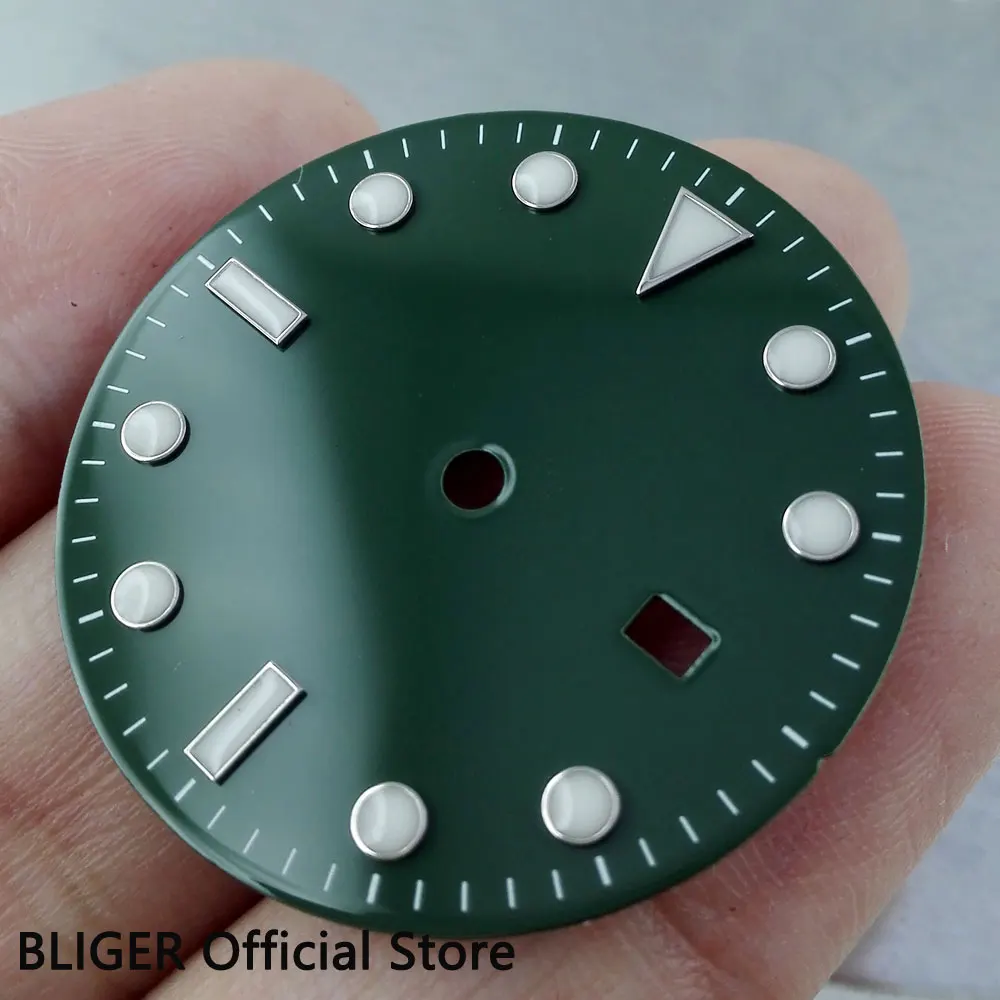 

BLIGER 31.3MM Green Sterile Dial Super Blue Luminous Marks Watch Dial Fit For Miyota 8215 8205 Mingzhu 2813 Automatic Movement