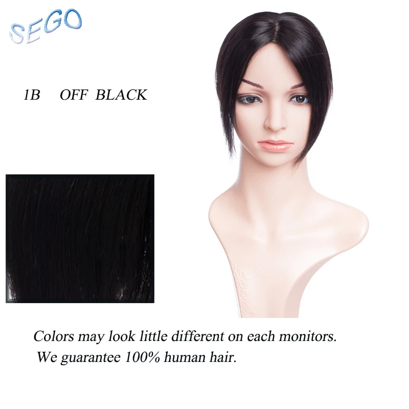 SEGO 6 Inches 10*10 Fine Mono Straight Hair Topper Toupee For Women Off Black 3 Clips in Human Hair Pieces Non-Remy Hair 30g SEGO 6 Inches 10*10 Fine Mono Straight Hair Topper Toupee For Women Off Black 3 Clips in Human Hair Pieces Non-Remy Hair 30g
