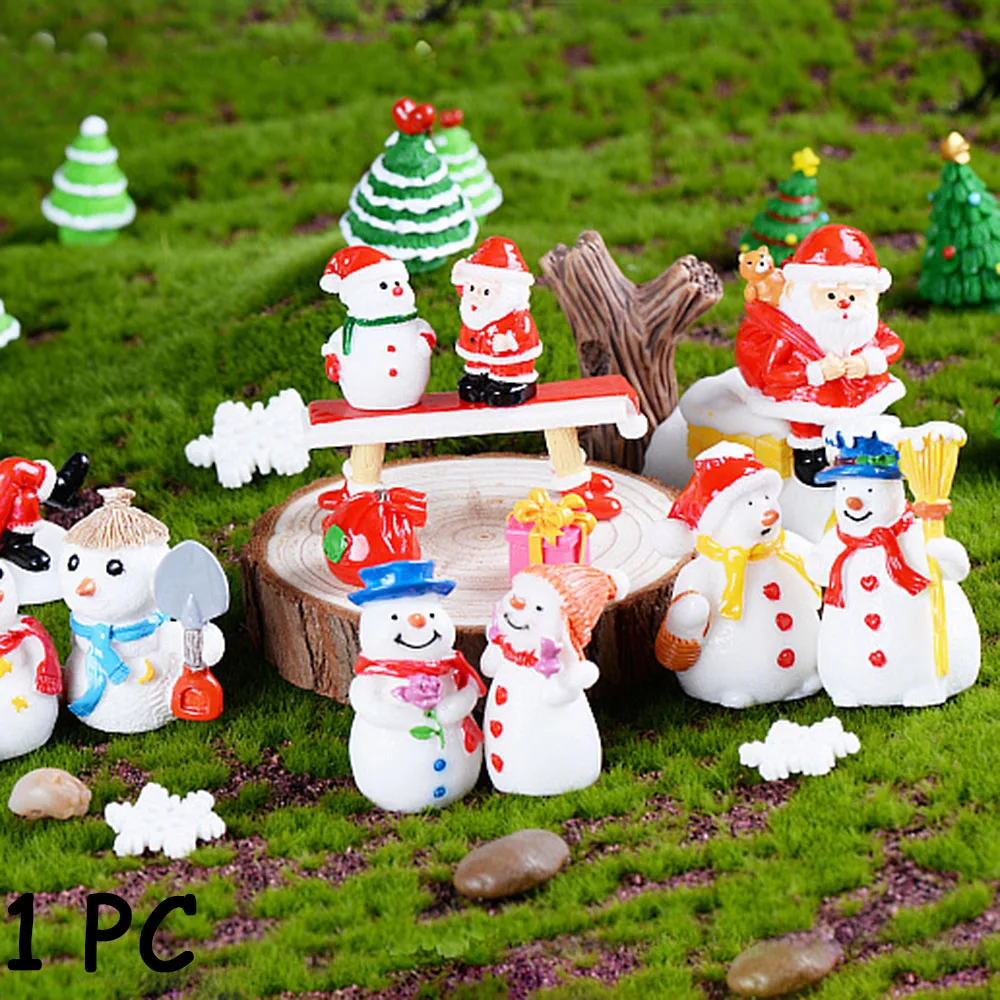 1 шт. миниатюрная Рождественская елка Санта Клаус Снеговики Подарочная коробка Террариум аксессуары Волшебные садовые фигурки мультфильм кукла украшения