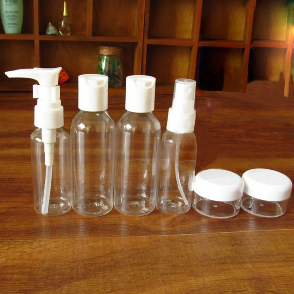 

6pcs/set Mini Plastic Transparent Small Empty Spray Bottle Lotion Case Container Traveling Make Up Skin Care Refillable Bottle