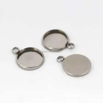 

Blank Stainless Steel 316L Round Smooth Bezel with Circle Seamless Loop Glass Cabochons Bases Pendant Settings DIY Findings