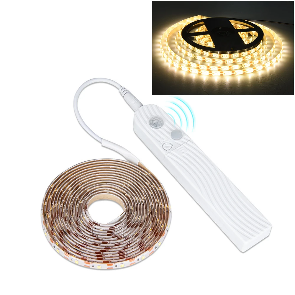 

LED Cabinet Light Motion Sensor 1M 2M 3M Under Bed Stair Wardrobe Tape Waterproof 5V USB LED Strip Closet Kitchen Night Lamp