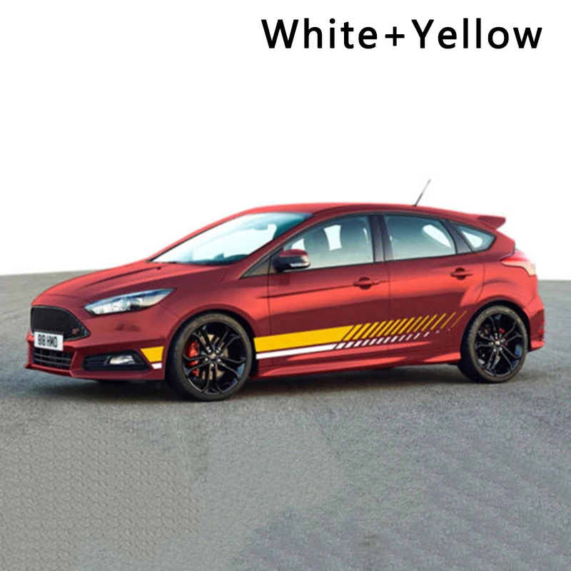 

2Pcs Sports Racing Stripe Graphic Stickers Auto Car Body Side Door Vinyl Decals