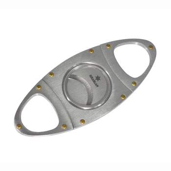 

Stainless steel Pocket Cigar Cutter cutting tobacco Sharp Blade Cigar Accessories Finger Stretch Double Guillotine coupe cigare