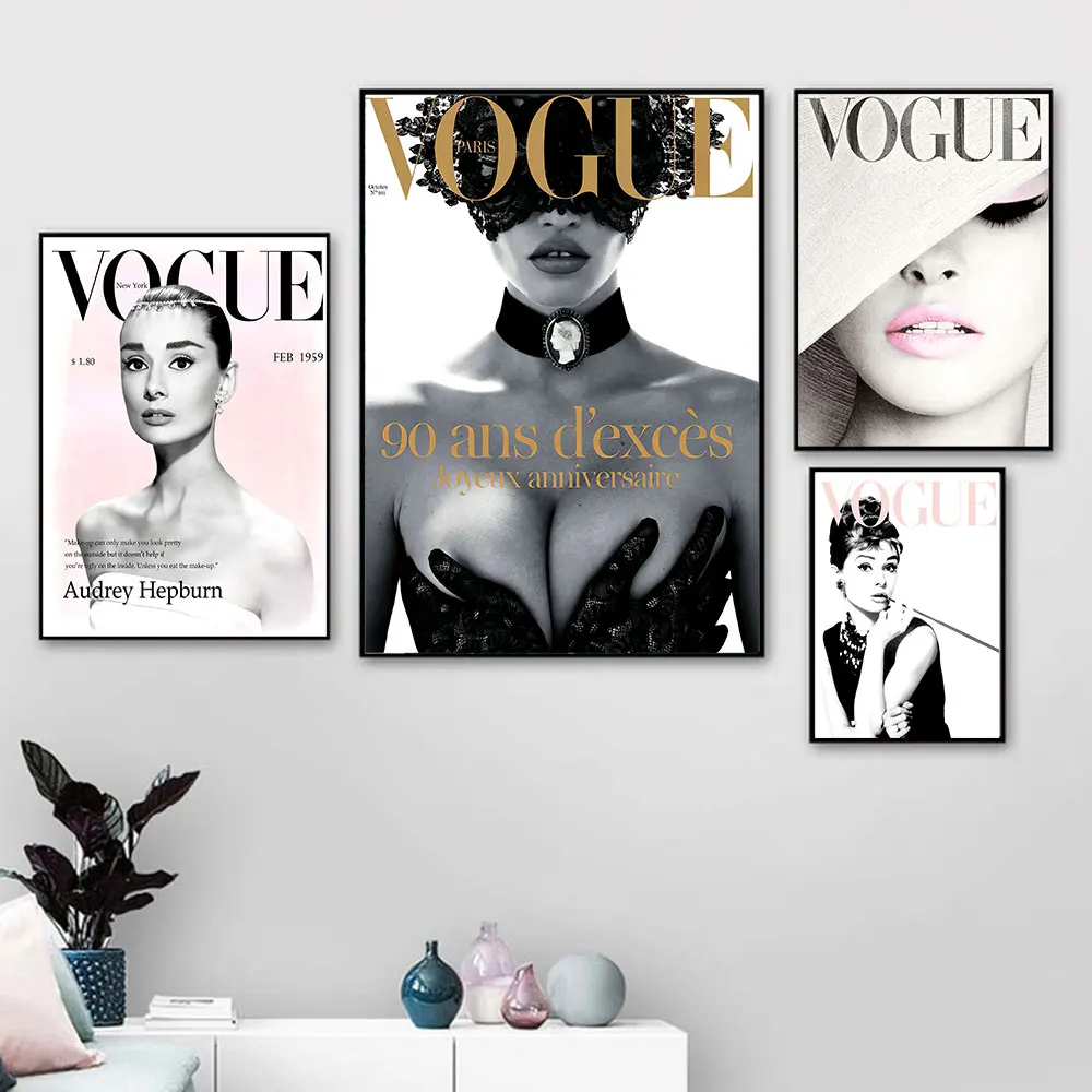 Хепберн плакат и печатная графика Vogue женщина Feture живопись на стене Декор для дома гостиной Металл органическое стекло в рамке