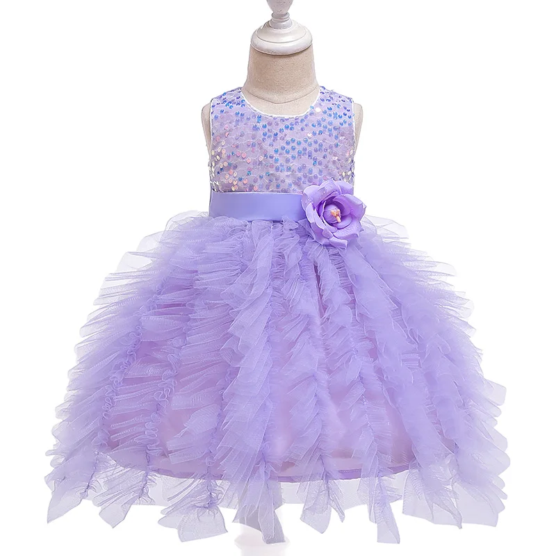 

2019 Baby Girl Dress Lace Flower Sequins Birthday Dresses for Girls 1 2 5 Year Infant Elegant Party Wedding Dress Baby Clothing