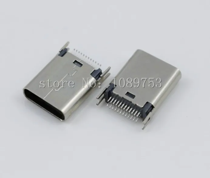 

10Pcs USB 3.1 Type C Female Socket Connector 24pin 180 degree Vertical PCB High speed DIY Connectors