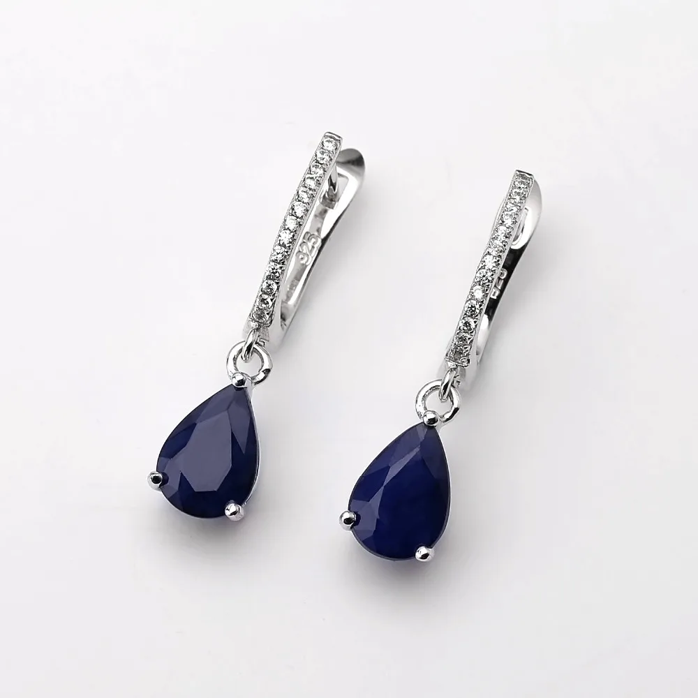 Женские серьги с жемчугом 5 05ct овальные голубым сапфиром 925 Висячие из серебра