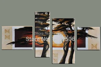 

100% Hand-painted Wall Art Trees In Grassland Decoration Modern Abstract Landscape Oil Painting On Canvas Living Room Home Decor