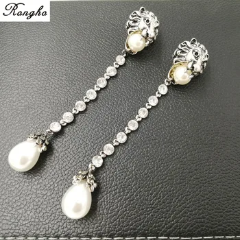 

Brand Baroque Vintage Metal lion Head Stud earrings for women Crystal earrings Pearl earring pendant Tassel Brincos Jewelry 2017