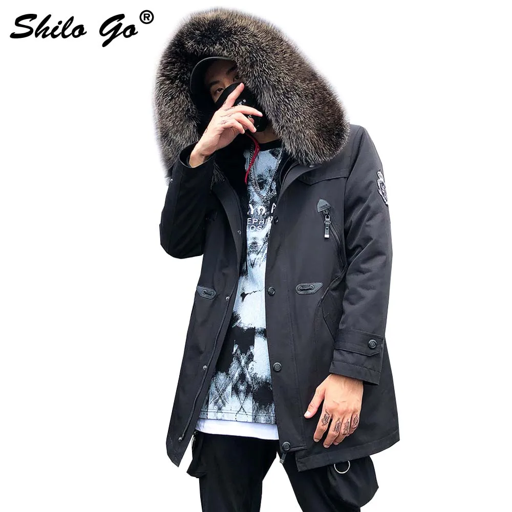4XL Mens Winter Parkas Coats Thick Parkas Plus Size Zipper Real Raccoon