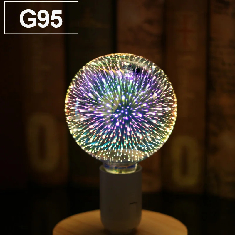 Посеребренные Стекло 3D звезда светодиодный Эдисон лампы 220v A60 ST64 G80 G95 праздника Рождественская декоративная панель светодиодный потолочный светильник Lamparas Bombillas - Испускаемый цвет: G95 Star