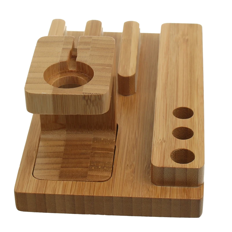  Desktop Mobile Phone Holder Stand for iPad Tablet Bracket Real Bamboo wood Charging Stand for Apple