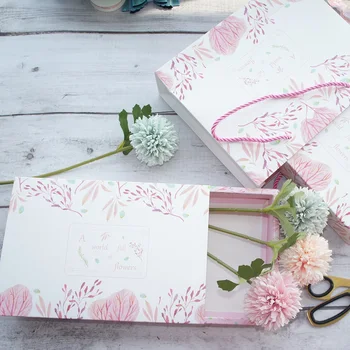 

22*14.5*4.5cm 5pcs spring light flower Macaron Chocolate cookie Paper Box Storage Boxes Christmas Birthday Party Gifts Packaging