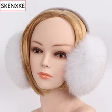 Новые зимние женские натуральный мех лисы наушники женские теплые мягкие плюшевые меховые наушники с лисьим мехом русские теплые меховые наушники для девочек из натуральной лисы