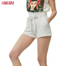 Tangada, женские шорты в полоску, с узорами, галстук-бабочка, уличная одежда, женские повседневные брендовые шорты, модные, летние, FA06