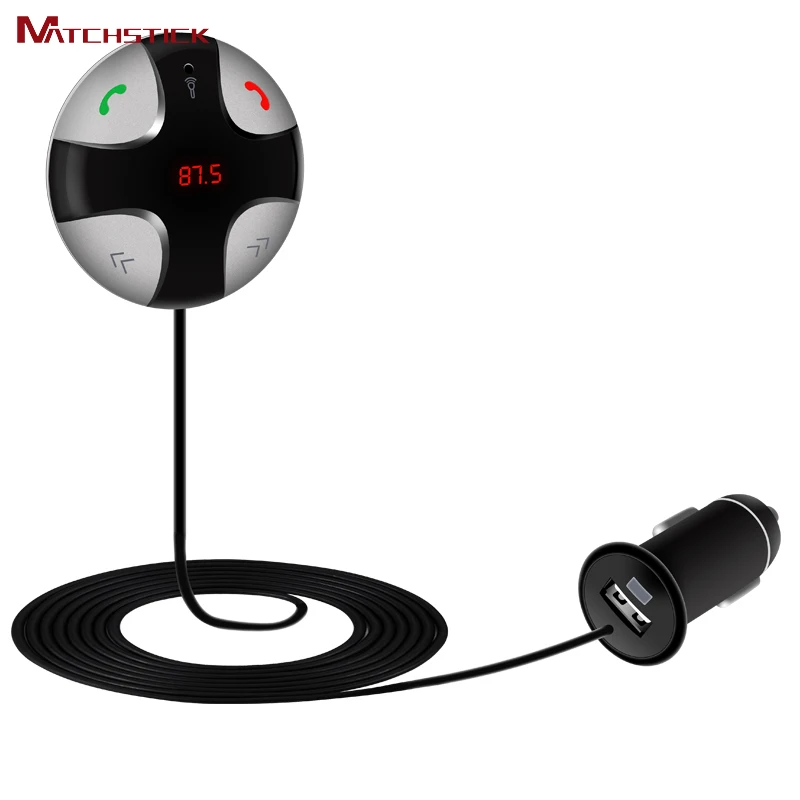 

New Magnet stick Car Kit Bluetooth hands free FM Transmitter MP3 Player with Car Charger TF card Slot + USB Car Charger