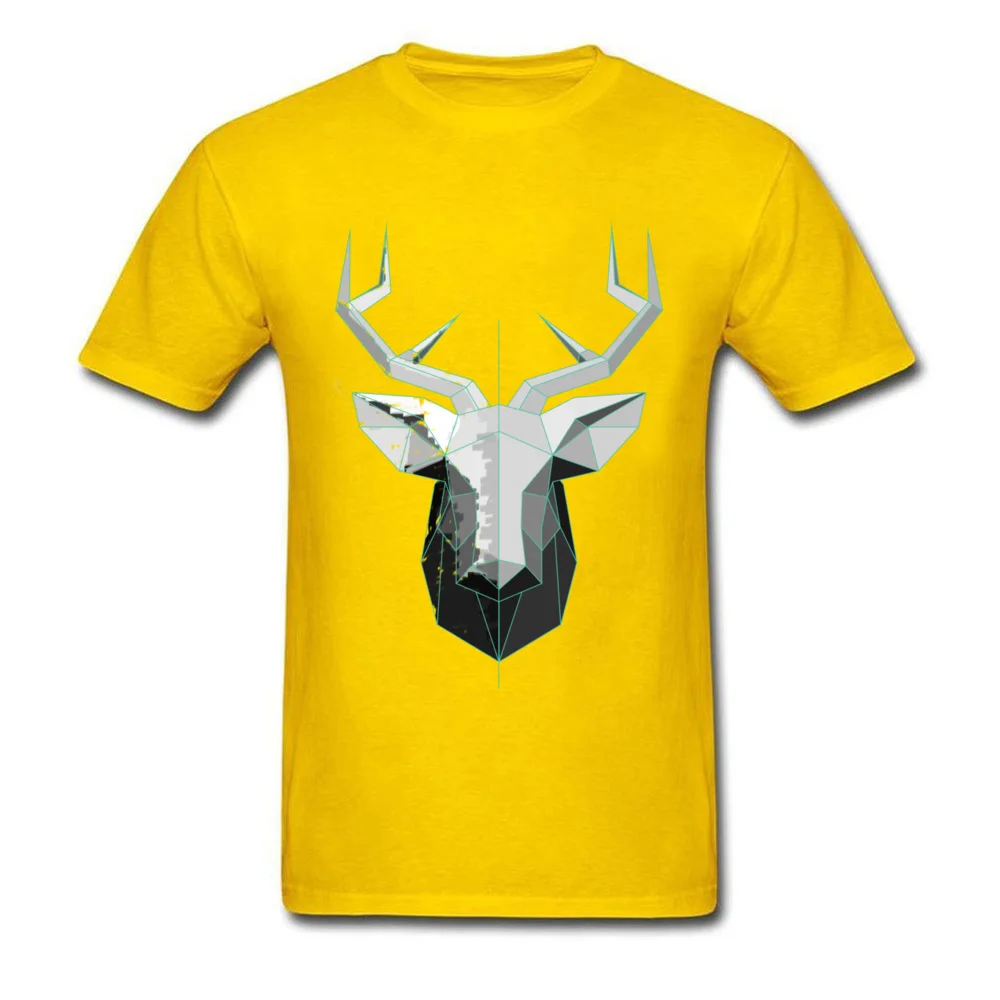 Deer Polygon 2018 Newest Short Sleeve Printed On T Shirt Pure Cotton Crew Neck Men Tees Geek Tee Shirt Summer/Autumn Deer Polygon yellow