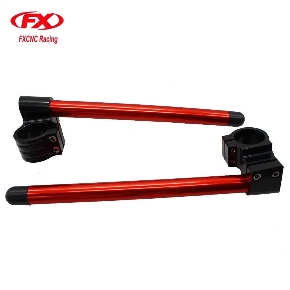 

Red Motorcycle 31mm - 55mm CNC Riser Rised 7/8" Handlebar Clip-Ons Fork Tube Cafe Racer Handle Bars Clip ons For Universal Honda