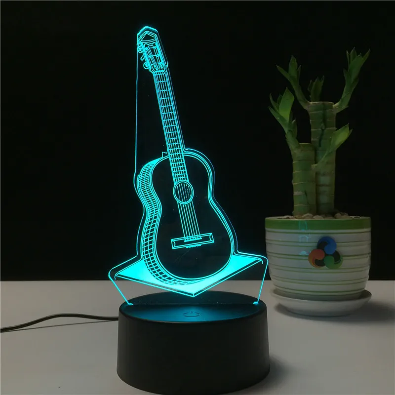 Гитара 3d настольная лампа Рождественский подарок 3D Ночник светильник Deco Enfant Chambre