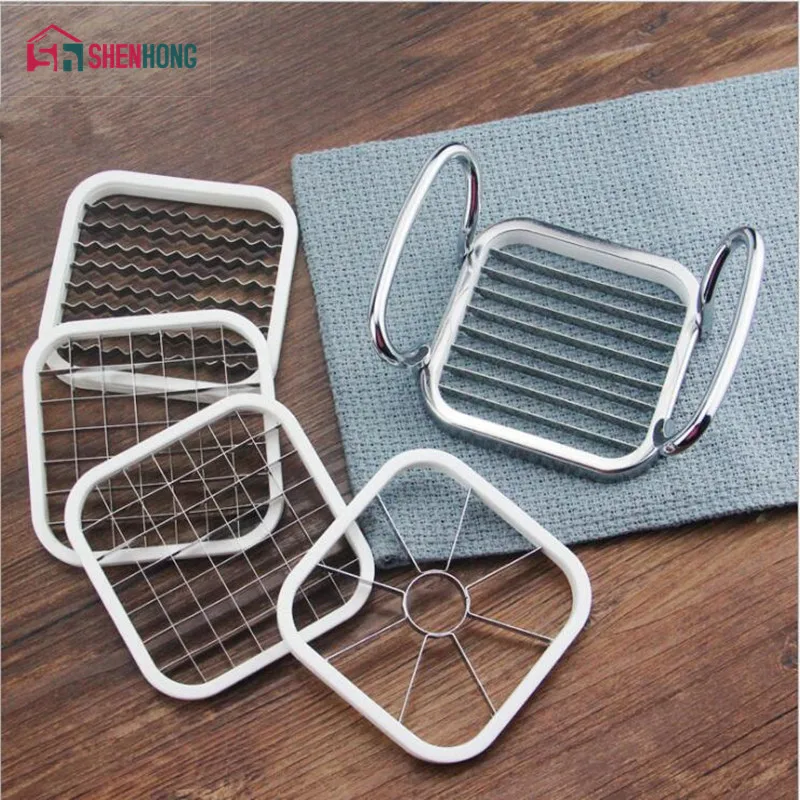 SHENHONG 5 in 1 Kitchen Gadgets Stainless Steel Vegetable Fruit Cutter Shredders Potato Chips Apple Pear French Fries