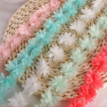 

10yards/lot Chiffon Flower Lace Trim Sewing Garments DIY Baby Clothes Accessories Free Shipping