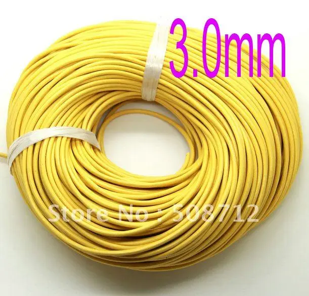 

Free ship!!!3mm yellow color round smooth genuine leather cord 100meters/roll