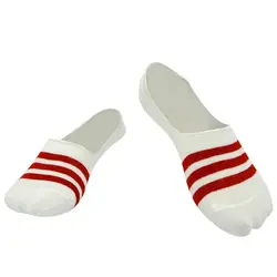 Хлопковые незаметные носки хлопок мужская Носки Нескользящие силиконовые в широкую полоску с открытым носком носки-башмачки мужские