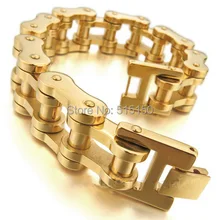 20 мм огромный и тяжелый мужской для мальчиков Золотой мотоцикл цепи модные украшения новейший браслет для байкеров браслет 316L из нержавеющей стали