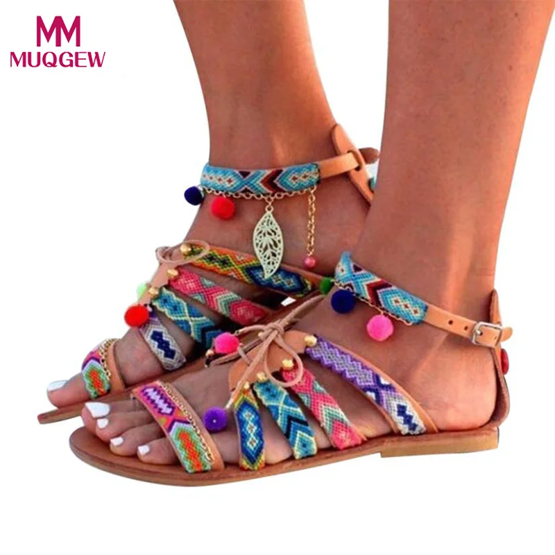 

Hot Sale Women Sandals Flats Shoes Bohemia Sandals Gladiator Leather Sandals Feminine Fashion Summer Shoes zapatos mujer