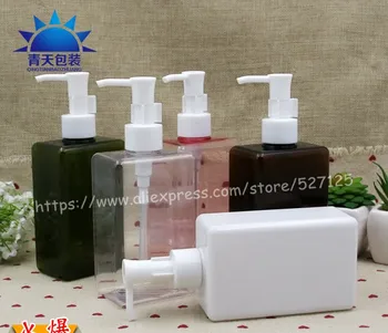 

300ml pretty colors square PET bottle with white plastic pump.lotion/hand wash/Shampoo/moisturizer/facial water PET bottle