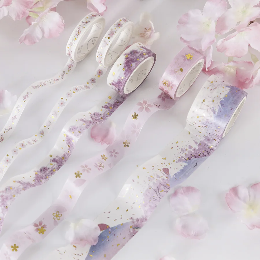 

5 pcs/pack First Cherry Sakura Series Gilding Washi Tape Set Adhesive Tape DIY Scrapbooking Sticker Label Craft Masking Tape