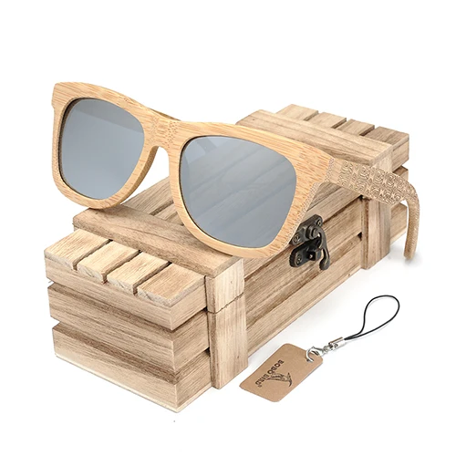 BOBO BIRD Okulary Bamboo солнцезащитные очки для женщин с серебряными поляризованными линзами для мужчин очки узор выгравированы - Цвет линз: box3