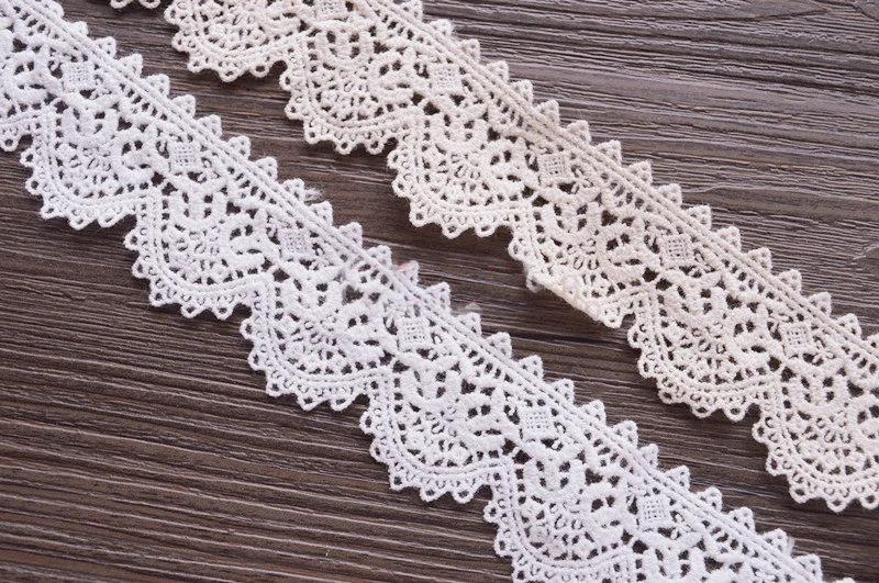 

beige/ivory 10 yard 3.3cm 1.29" wide cotton fabric embroidered tapes lace trim ribbon clothes dress fabric QL4K29