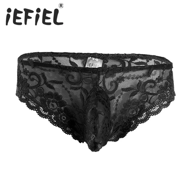 IEFIEL Mens Solid Color Underwear Glossy High Waist Swimming