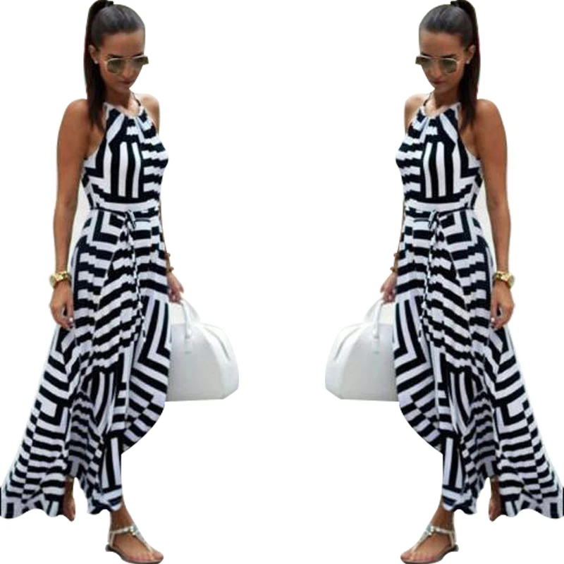 

Women Summer Dress 2018 Summer Sundress Female Striped Long Maxi Dress Tunic Boho Beach Dress Robe Femme vestidos