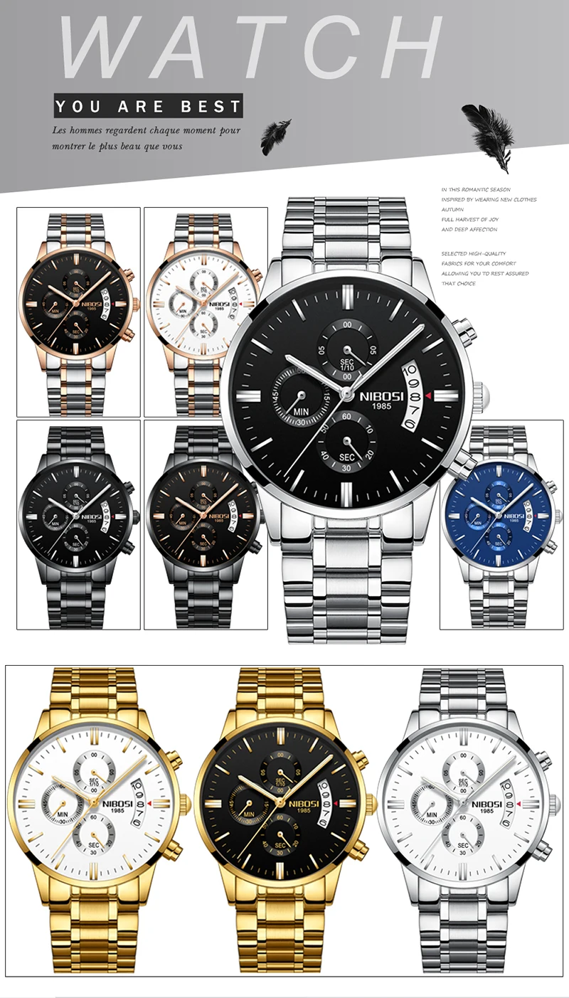 2018 NIBOSI Gold Quartz Watch Top Brand Luxury Men Watches Fashion Man Wristwatches Stainless Steel Relogio Masculino Saatler (3)