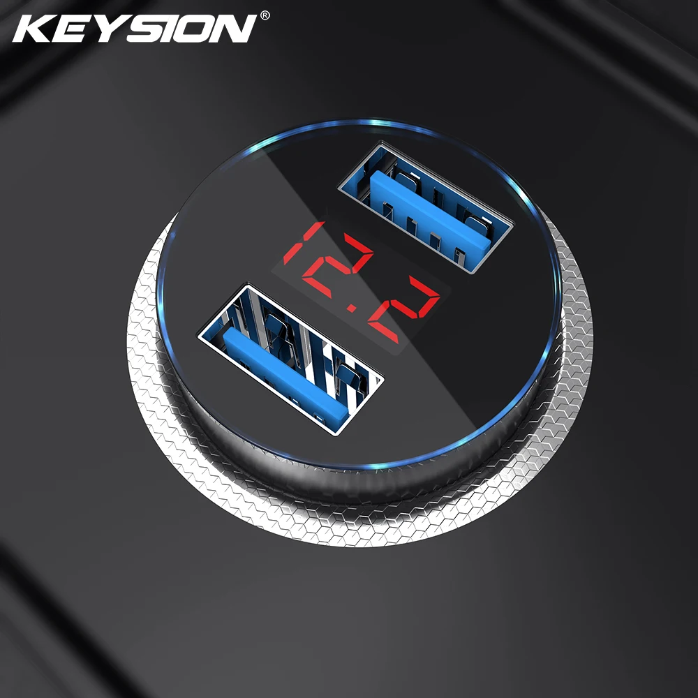 KEYSION شاحن سيارة 5 فولت 3.1A مع LED عرض عالمي مزدوج Usb الهاتف سيارة-شاحن هواتف xiaomi هواوي سامسونج ل فون XS ماكس XR