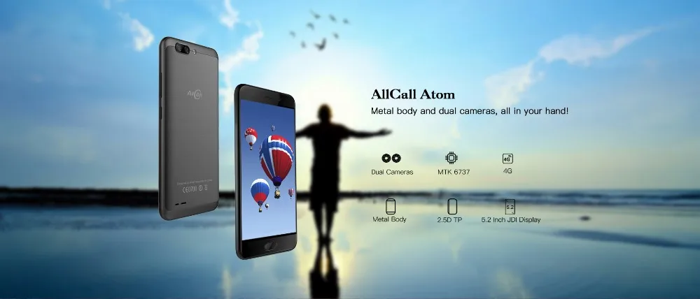 Смартфон ALLCALL Atom 4G с двумя sim-картами MT6737 четырехъядерный процессор 2 Гб ОЗУ 16 Гб ПЗУ 5,2 дюйма TFT IPS 8MP+ 2MP Daul тыловые камеры 4G мобильный телефон