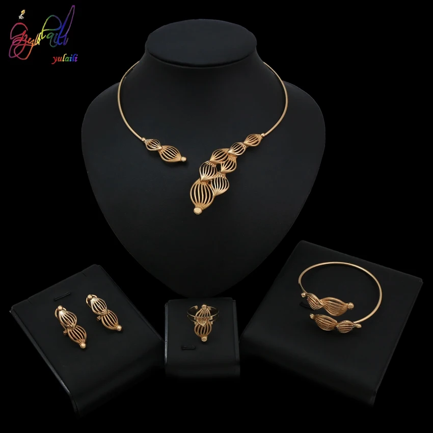 

Yulaili Fashion Vintage Gold-color Necklace Jewelry Sets for Women Elegant Party Gift Fashion Costume Jewelry Sets