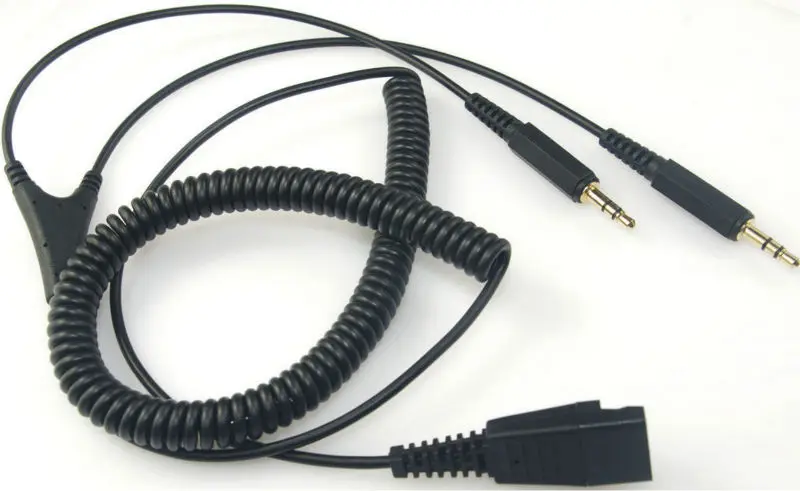 

GN QD to 3.5mm Jack for PC GN Netcom Quick Disconnect plug GN Netcom Computer Coiled Cord Quick Disconnect to Dual 3.5mm Plugs