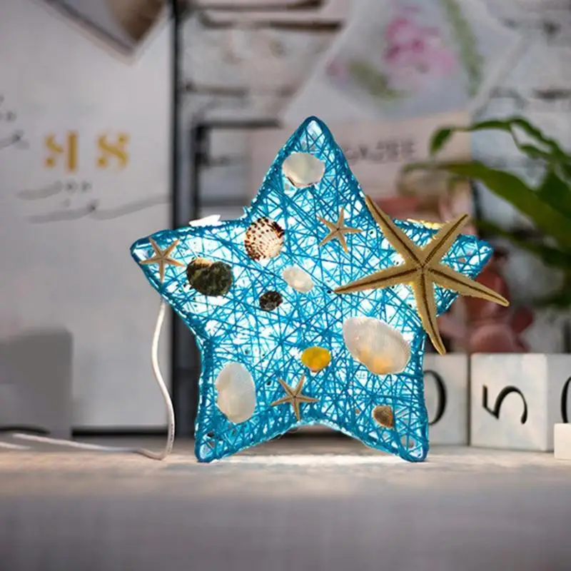 Креативная Морская звезда Форма Настольная лампа из ротанга USB светодиодный лампа домашняя спальня настольная ночник романтическое