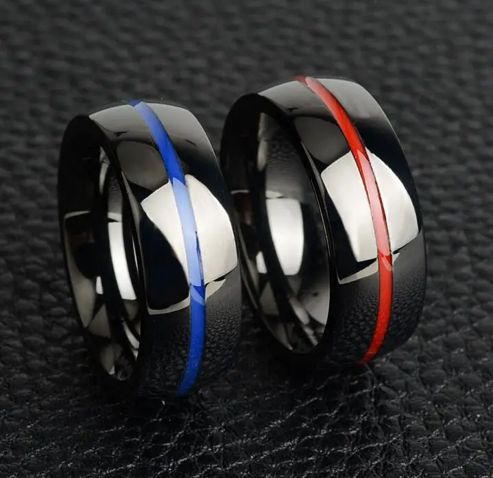 

30PCS Mens FIREFIGHTER Rings 316L Stainless Steel Thin Blue Line Red Line Rings Titanium steel Fashion Band Ring HOT Jewelry