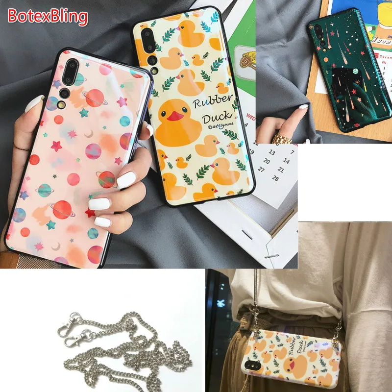 For huawei P20 lite P20pro nova 3 3e 2s 2plus cover Cute cartoon starry meteor phone case for honor 10 9 8 V9 V10 case chain str