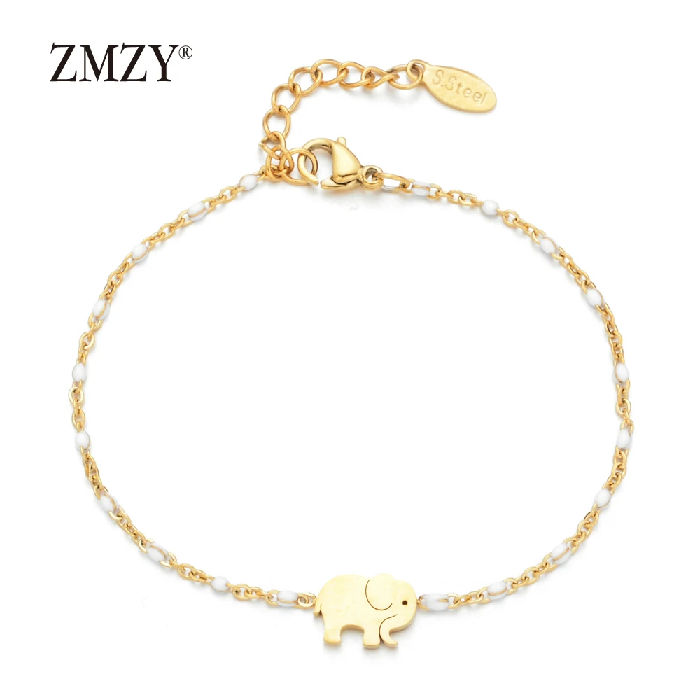 Cute Charm Elephant Bracelet Friendship Bracelet Gift Bracelets for Women/Girls/Kids Gold Color Stainless Steel Jewelry