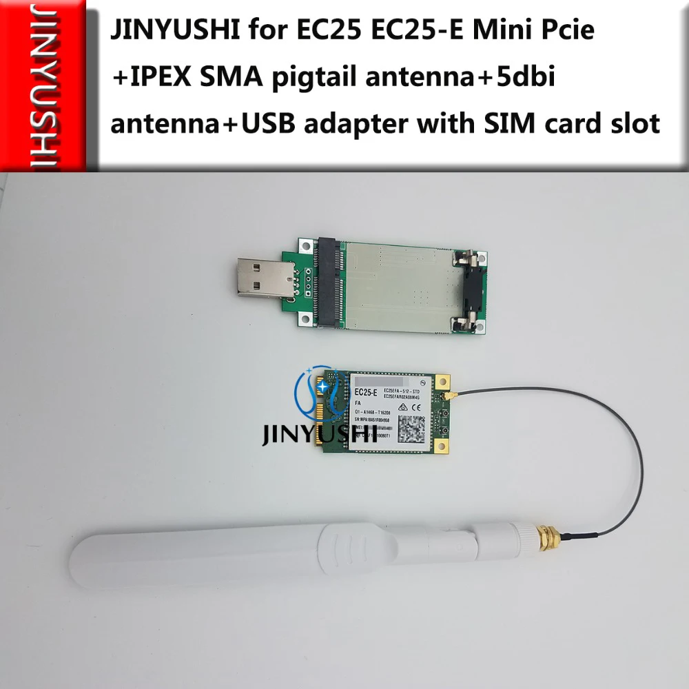 JINYUSHI для EC25 E Mini Pcie + IPEX SMA pigtail 5dbi антенна MINI PCIE к USB адаптеру с слотом SIM карты 4G