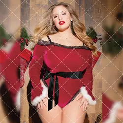 Сексуальное женское белье Рождество плюс Размеры бодисьют пикантный костюм 3xl 4xl 5xl латекс тела секс костюм Горячая сексуальное женское