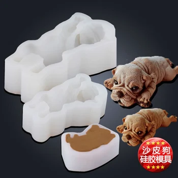 

Large Size 1pcs Cute Dog Silicone Mold Mousse Cake 3D Shar Pei Mould For Baking DIY Ice cream Jello Pudding tools