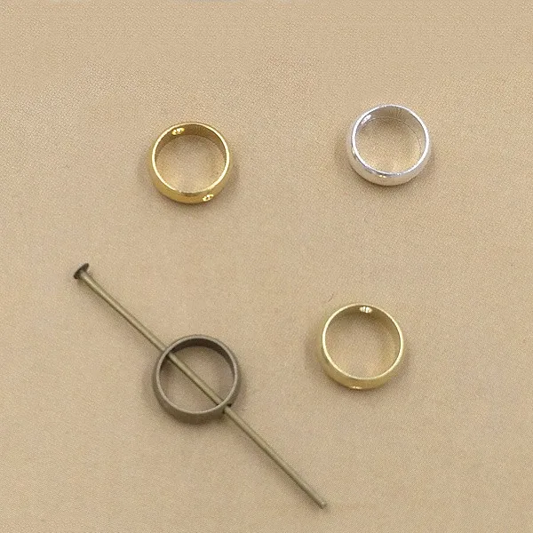 

100 PCS 8/10/12mm Fashion Metal Brass Antique Bronze Silver Gold Round Perforated Circle Connectors DIY Earrings Accessories